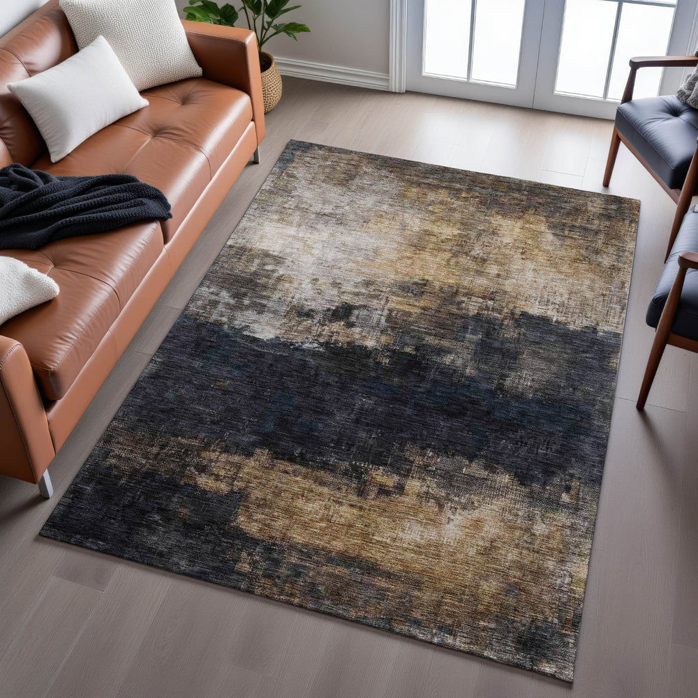 Piper Looms Mayfield Abstract AMF1209 Charcoal Machine Washable Area Rug Lifestyle Image Feature