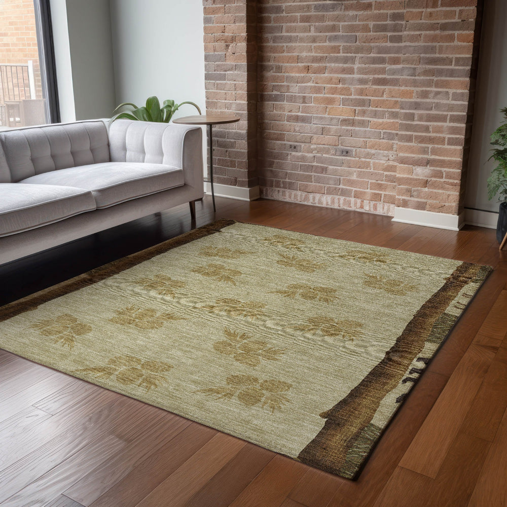 Piper Looms Mayfield Pinecones AMF142 Khaki Machine Washable Area Rug Lifestyle Image Feature