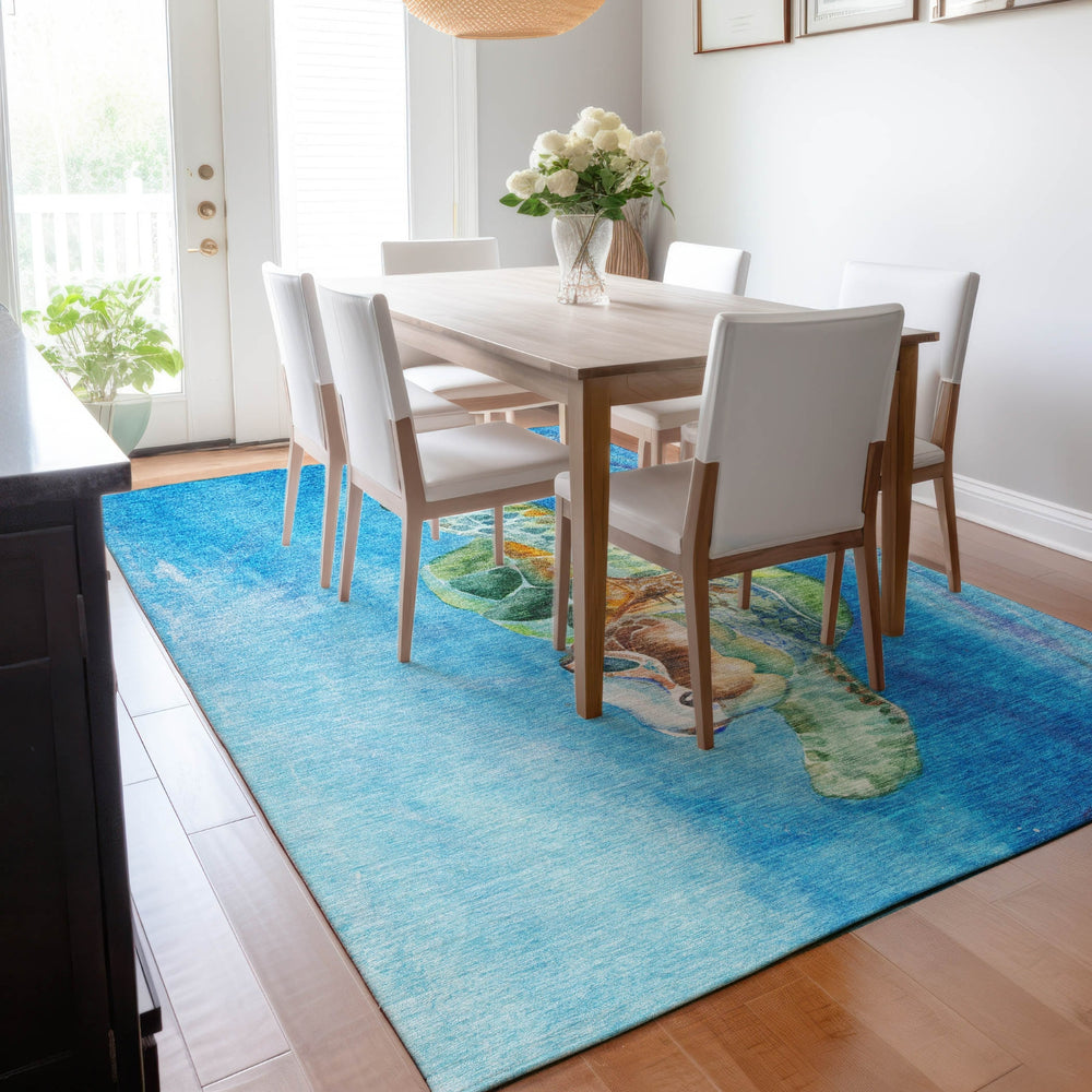 Piper Looms Mayfield Turtle AMF148 Ocean Machine Washable Area Rug Lifestyle Image Feature