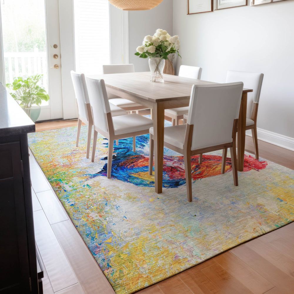 Piper Looms Mayfield Rooster AMF156 Blue Machine Washable Area Rug Lifestyle Image Feature