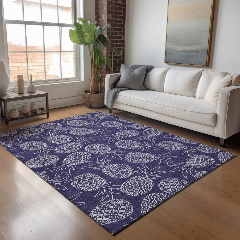 Piper Looms Mayfield Pineapples AMF161 Blue Machine Washable Area Rug Lifestyle Image Feature