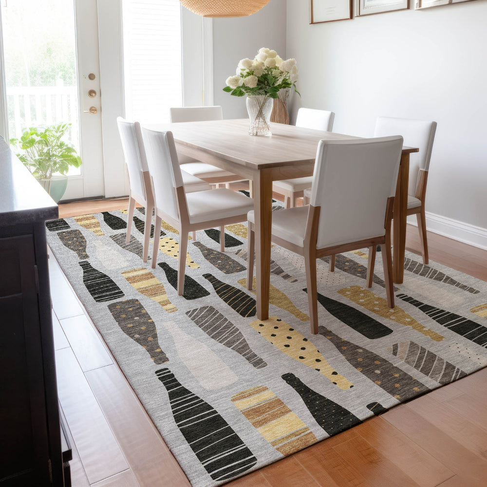 Piper Looms Mayfield Wine Bottles AMF167 Gray Machine Washable Area Rug Lifestyle Image Feature