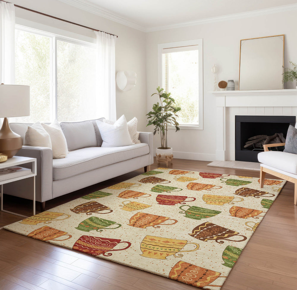 Piper Looms Mayfield Tea Cups AMF170 Multi Machine Washable Area Rug Lifestyle Image Feature
