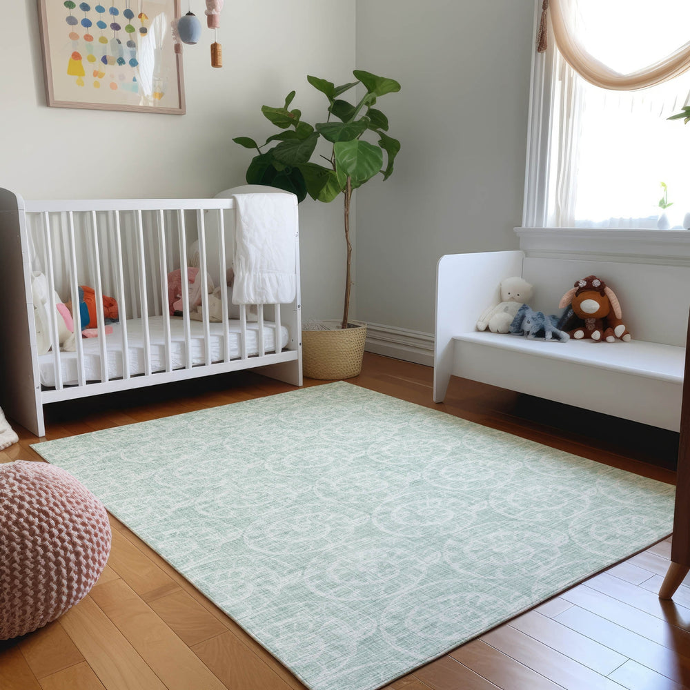Piper Looms Mayfield Nautilus AMF190 Green Machine Washable Area Rug Lifestyle Image Feature