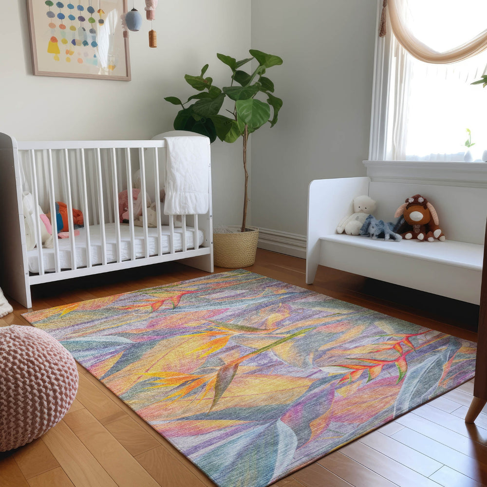 Piper Looms Mayfield Birds Of Paradise AMF209 Multi Machine Washable Area Rug Lifestyle Image Feature