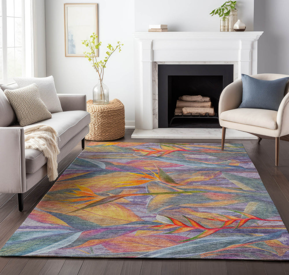 Piper Looms Mayfield Birds Of Paradise AMF209 Multi Machine Washable Area Rug Lifestyle Image Feature