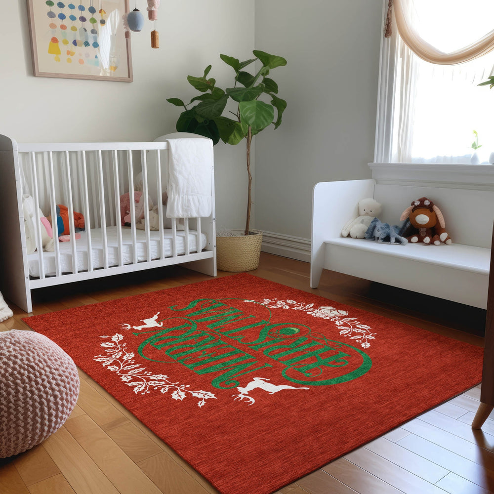 Piper Looms Mayfield Wreath AMF217 Ruby Machine Washable Area Rug Lifestyle Image Feature