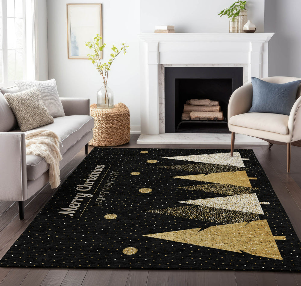 Piper Looms Mayfield Gold Trees AMF222 Midnight Machine Washable Area Rug Lifestyle Image Feature