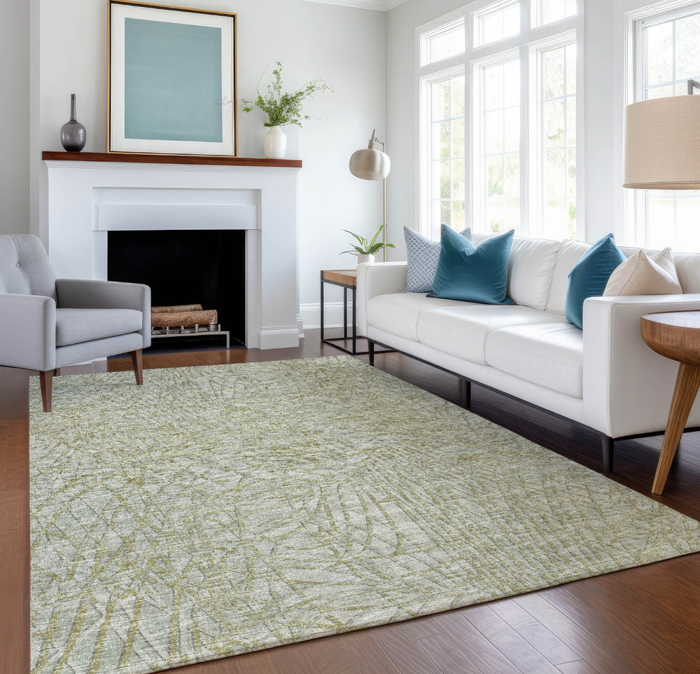 Piper Looms Mayfield Whimsical Flowy Lines AMF35 Sage Machine Washable Area Rug Lifestyle Image Feature