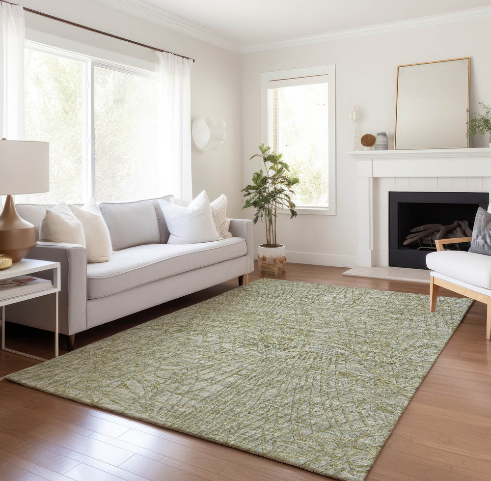 Piper Looms Mayfield Whimsical Flowy Lines AMF35 Sage Machine Washable Area Rug Lifestyle Image Feature