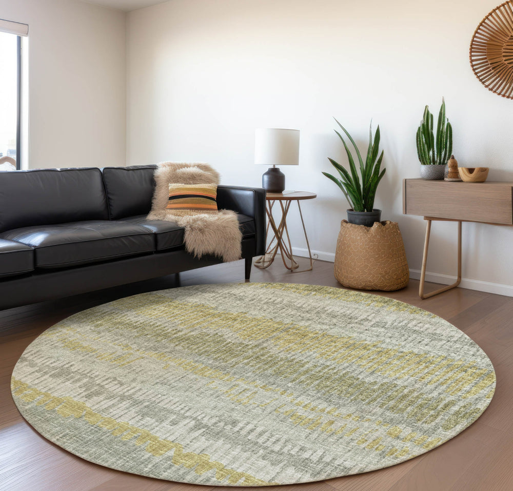 Piper Looms Mayfield Loops and Lines AMF37 Sage Machine Washable Area Rug Round Lifestyle Image Feature