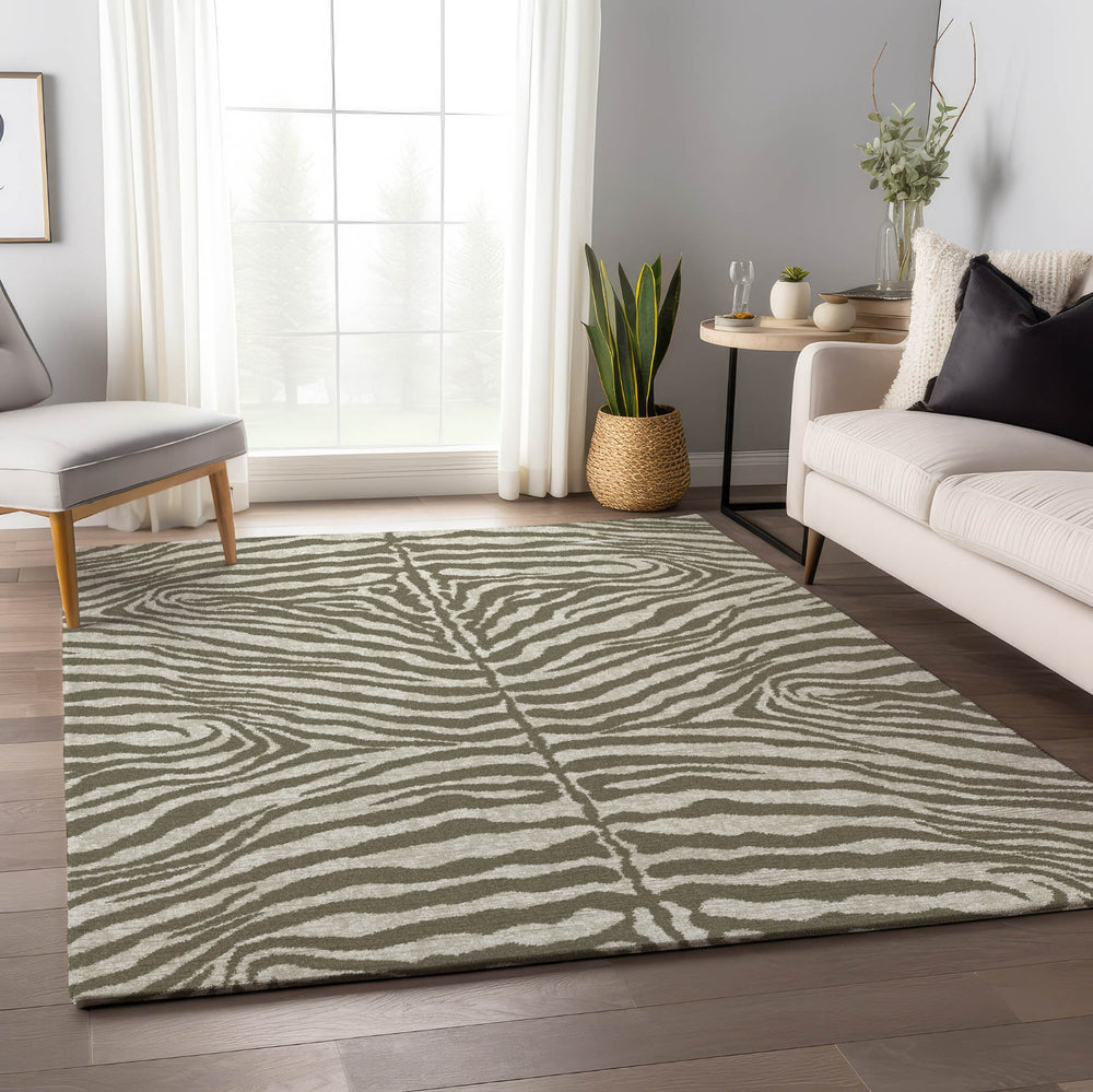 Piper Looms Mayfield Zebra AMF42 Taupe Machine Washable Area Rug Lifestyle Image Feature