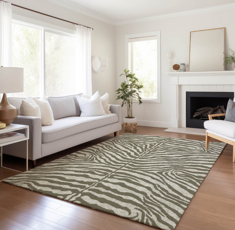 Piper Looms Mayfield Zebra AMF42 Taupe Machine Washable Area Rug Lifestyle Image Feature