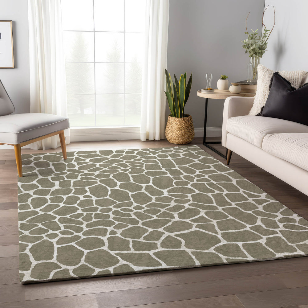 Piper Looms Mayfield Giraffe AMF45 Taupe Machine Washable Area Rug Lifestyle Image Feature