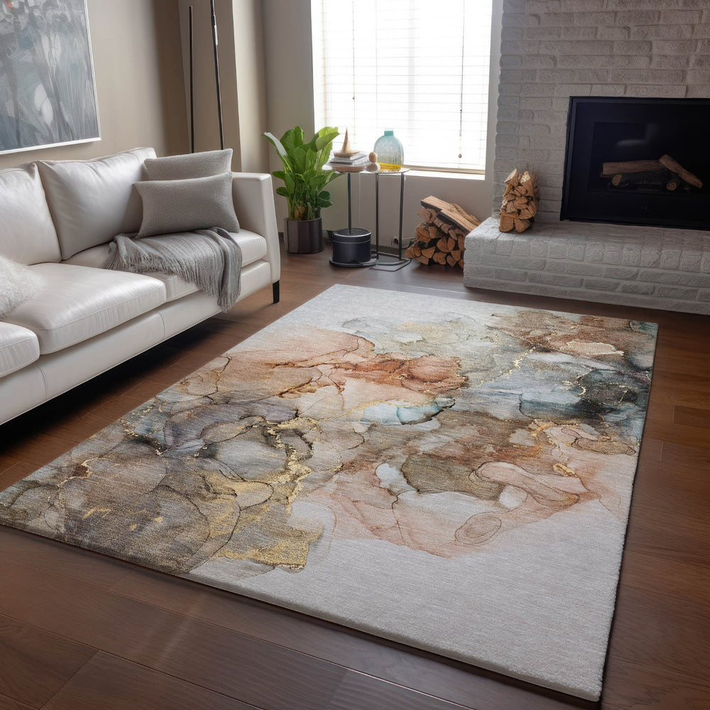 Piper Looms Mayfield Watercolors AMF520 Beige Machine Washable Area Rug Lifestyle Image Feature