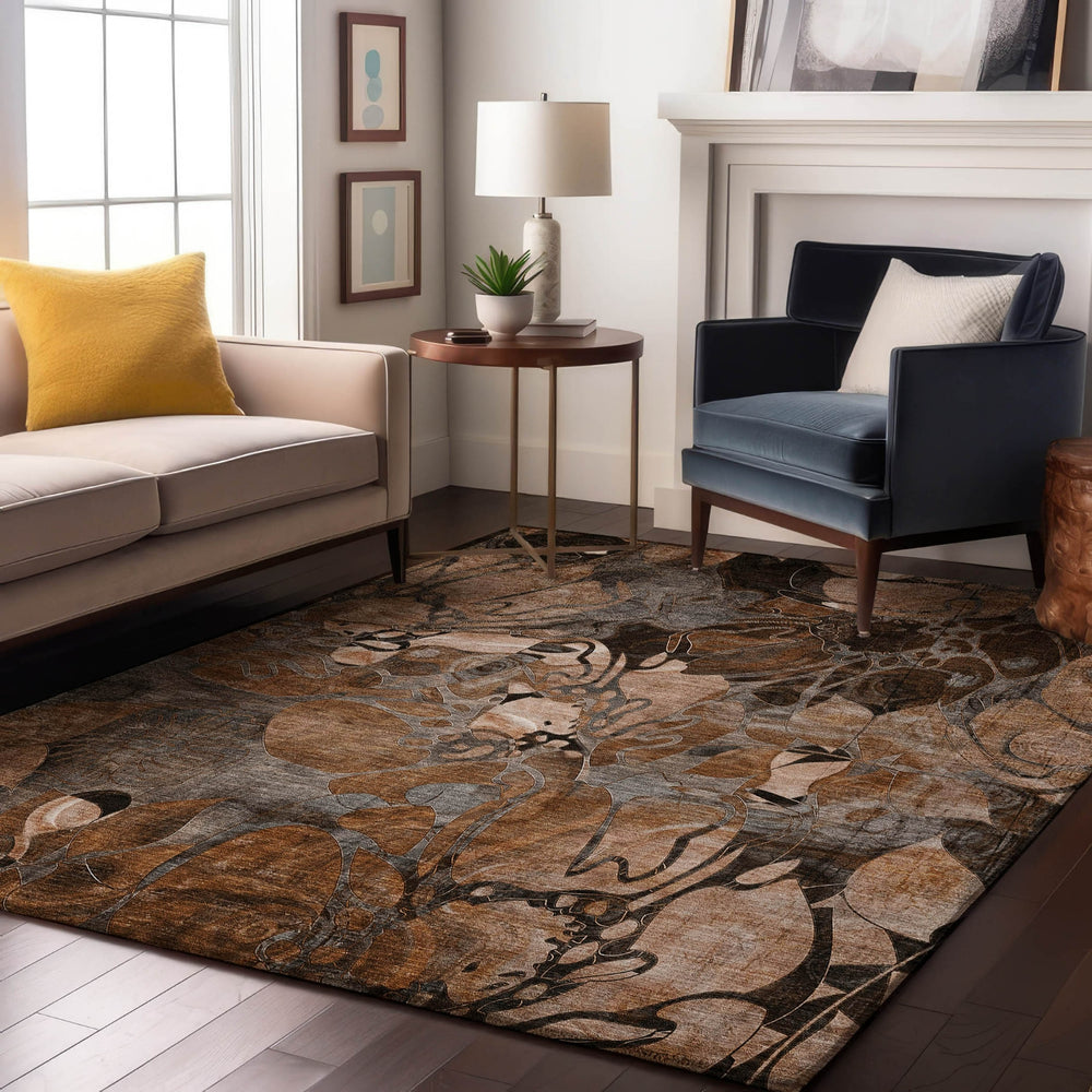 Piper Looms Mayfield Floral AMF558 Paprika Machine Washable Area Rug Lifestyle Image Feature