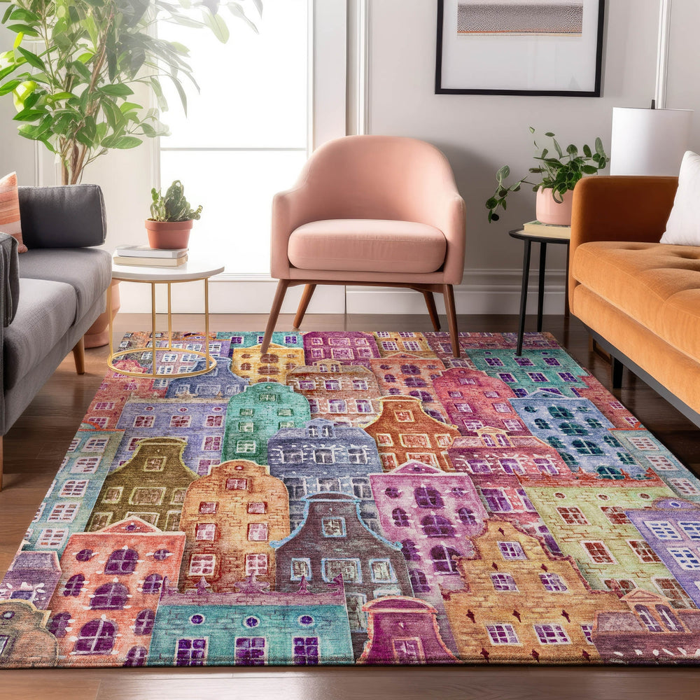 Piper Looms Mayfield Novelty AMF600 Red Machine Washable Area Rug Lifestyle Image Feature
