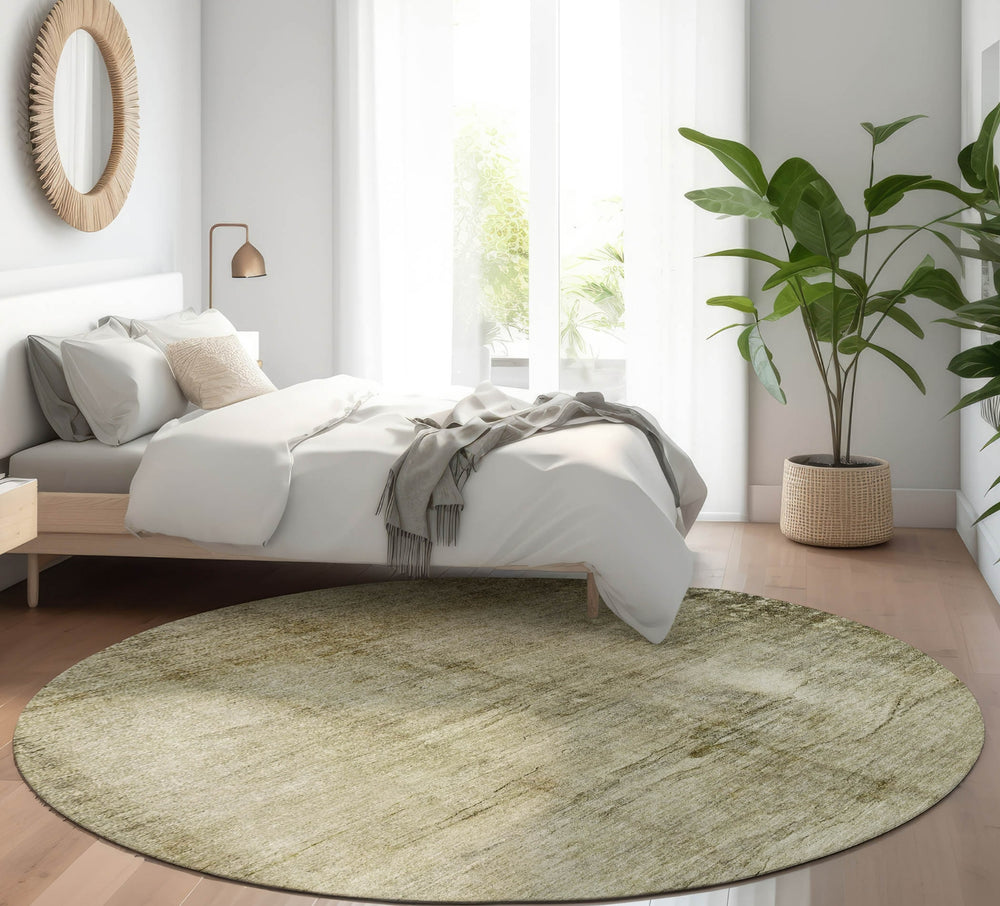 Piper Looms Mayfield Casual AMF608 Taupe Machine Washable Area Rug Round Lifestyle Image Feature