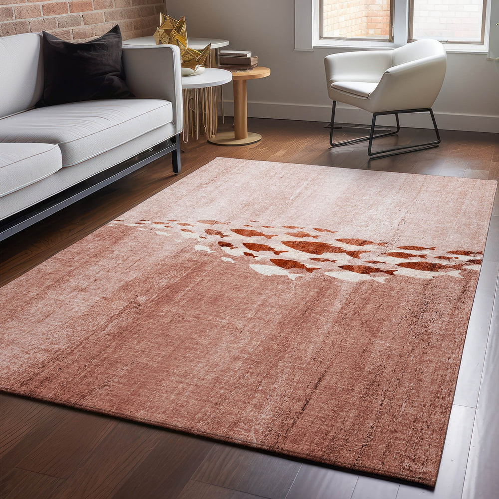 Piper Looms Mayfield Nautical AMF627 Terracotta Machine Washable Area Rug Lifestyle Image Feature