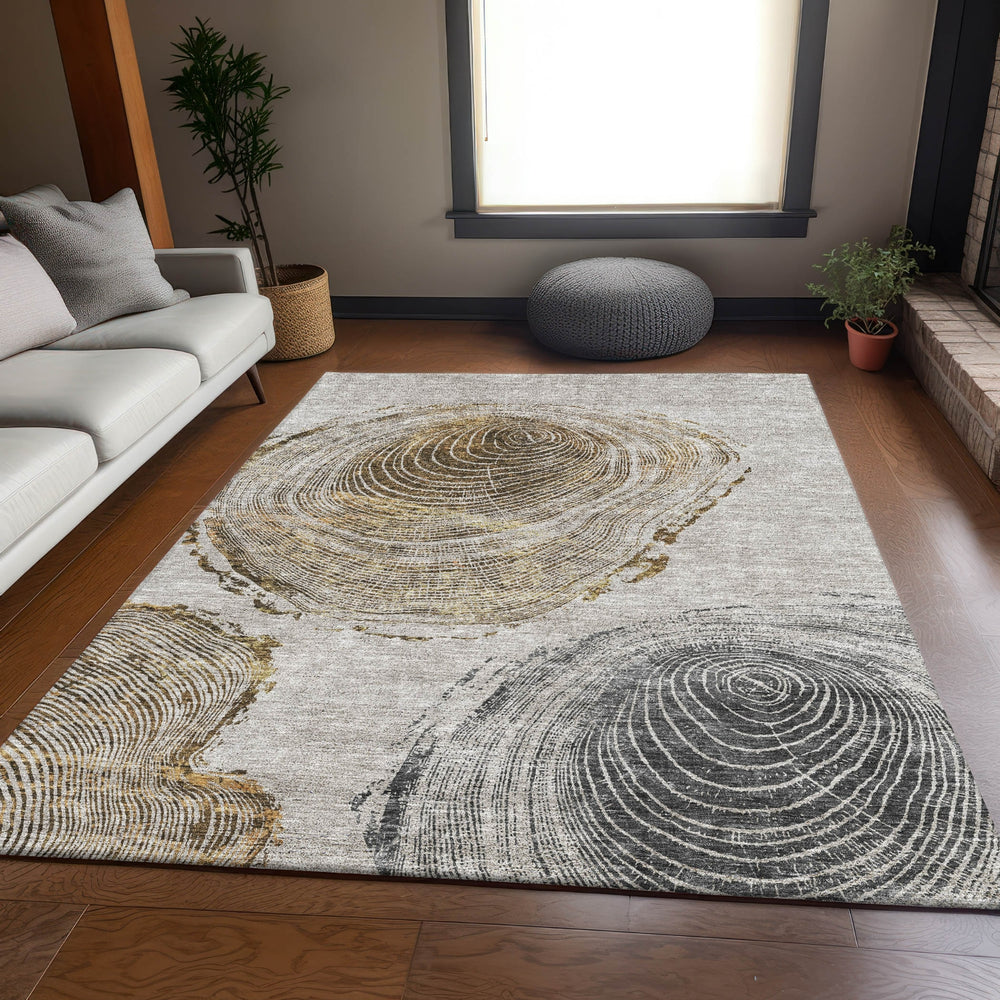 Piper Looms Mayfield Woodgrain AMF713 Taupe Machine Washable Area Rug Lifestyle Image Feature