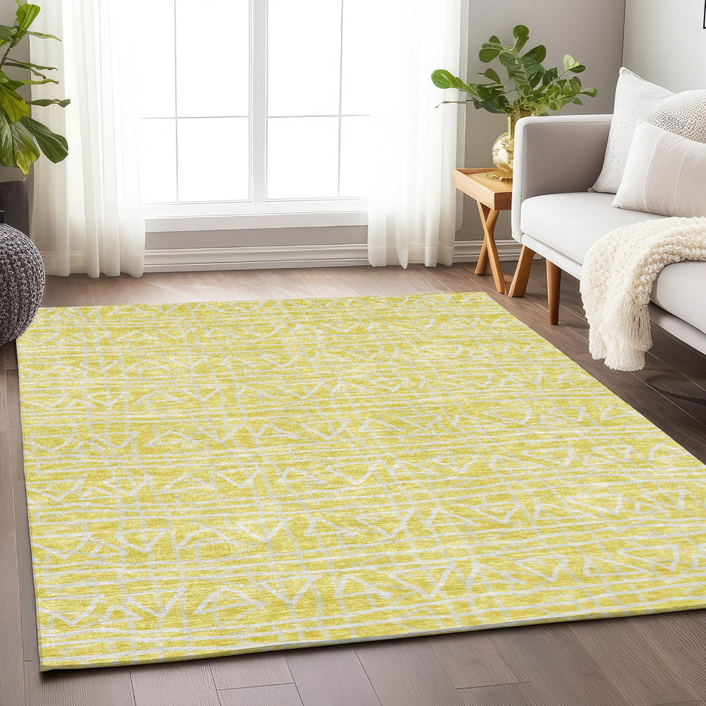 Piper Looms Mayfield Bohemian AMF730 Yellow Machine Washable Area Rug Lifestyle Image Feature
