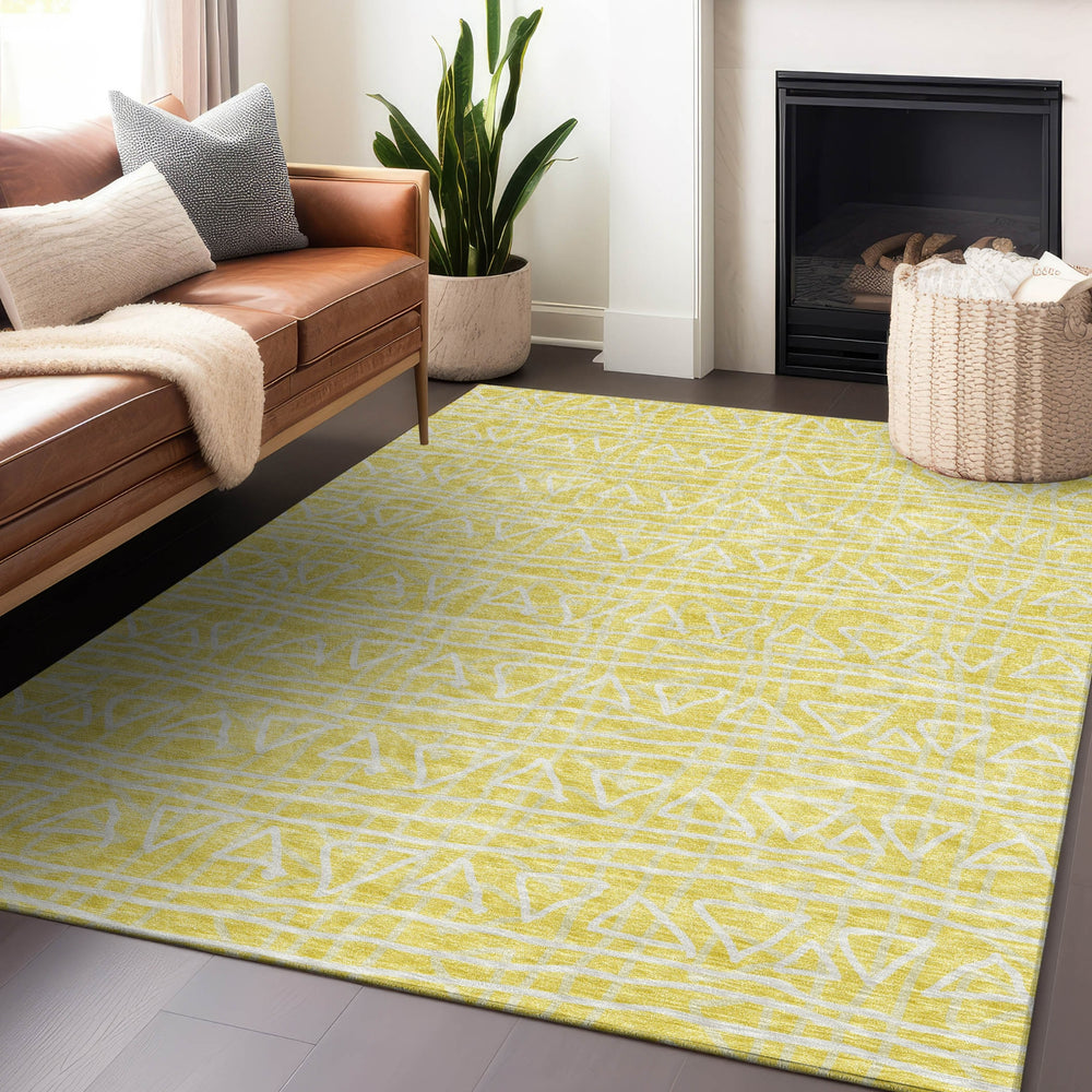 Piper Looms Mayfield Bohemian AMF730 Yellow Machine Washable Area Rug Lifestyle Image Feature