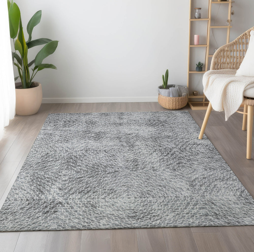 Piper Looms Mayfield Geometric Chain Links AMF74 Ash Machine Washable Area Rug Lifestyle Image Feature