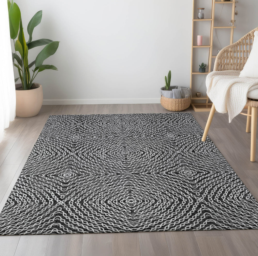 Piper Looms Mayfield Geometric Chain Links AMF74 Shadow Machine Washable Area Rug Lifestyle Image Feature