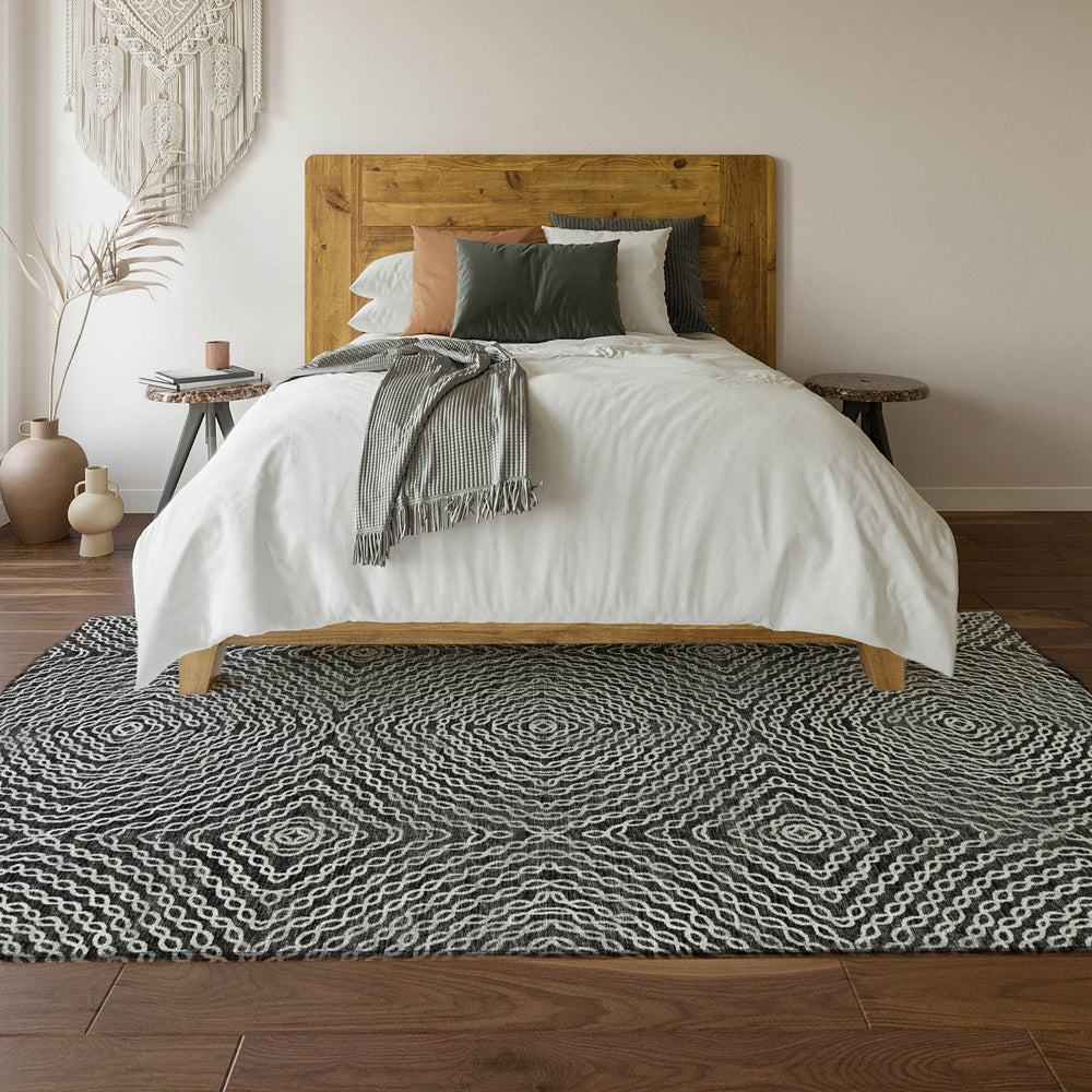 Piper Looms Mayfield Geometric Chain Links AMF74 Shadow Machine Washable Area Rug Lifestyle Image Feature