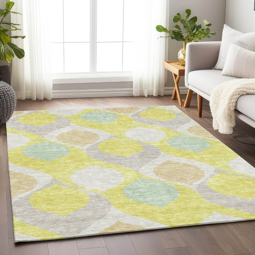 Piper Looms Mayfield Mid-century Modern AMF749 Yellow Machine Washable Area Rug Lifestyle Image Feature