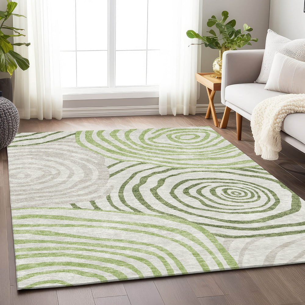 Piper Looms Mayfield Swirls AMF765 Green Machine Washable Area Rug Lifestyle Image Feature