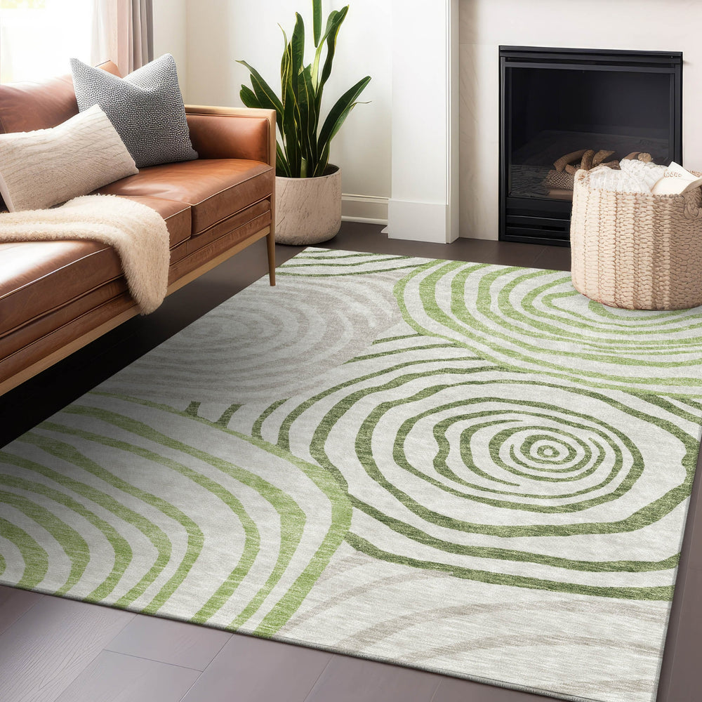 Piper Looms Mayfield Swirls AMF765 Green Machine Washable Area Rug Lifestyle Image Feature