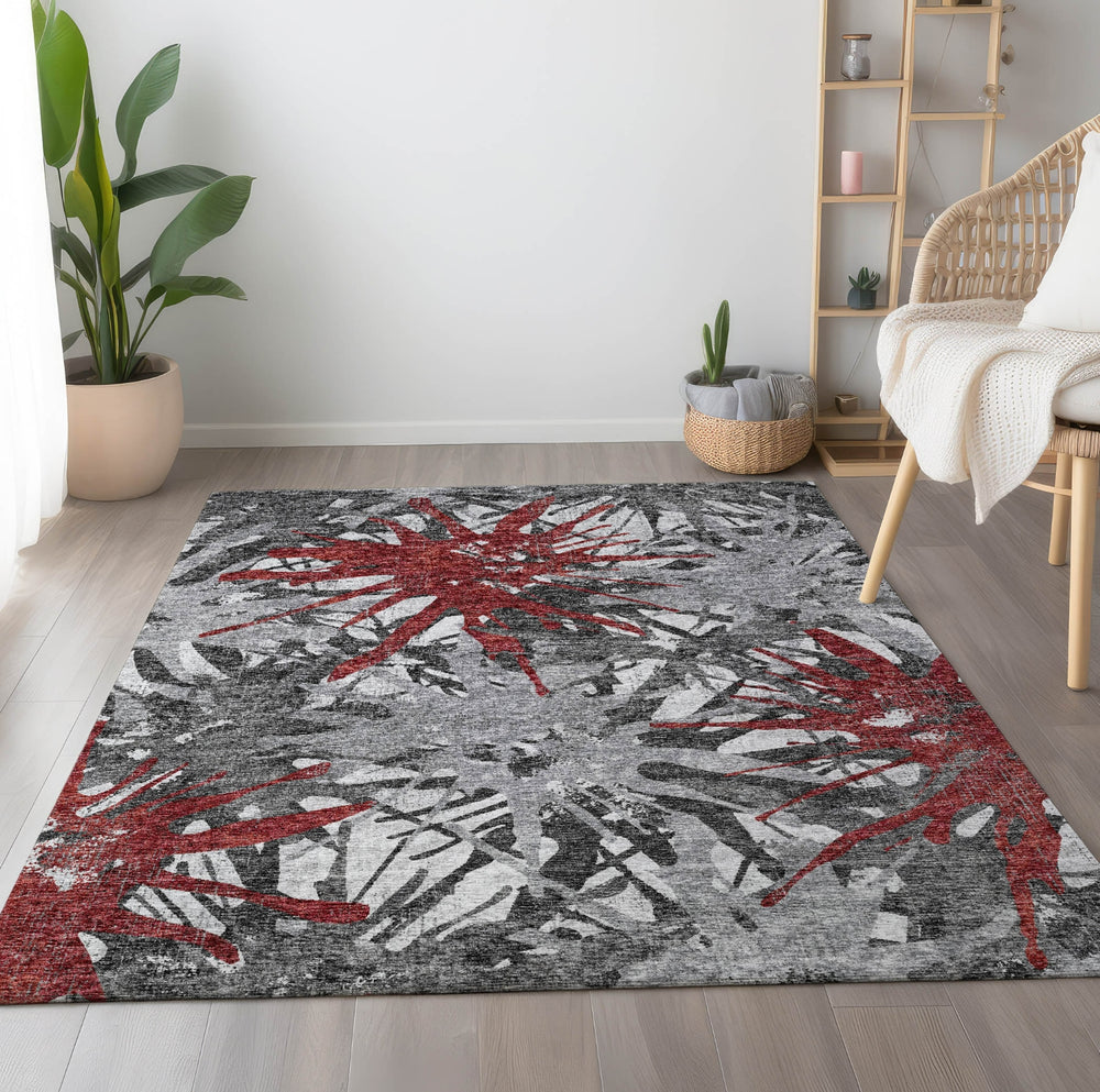 Piper Looms Mayfield Tropical AMF77 Red Machine Washable Area Rug Lifestyle Image Feature