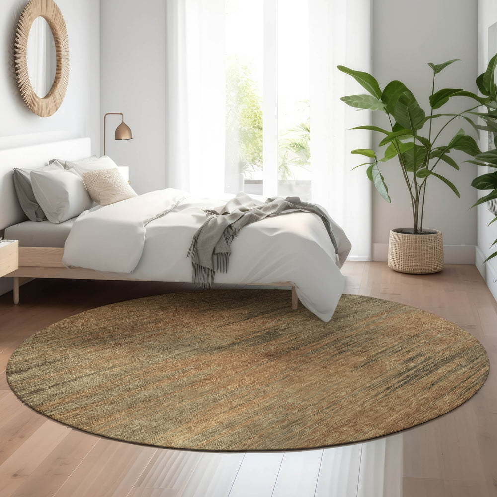 Piper Looms Mayfield Lines AMF794 Terracotta Machine Washable Area Rug Round Lifestyle Image Feature
