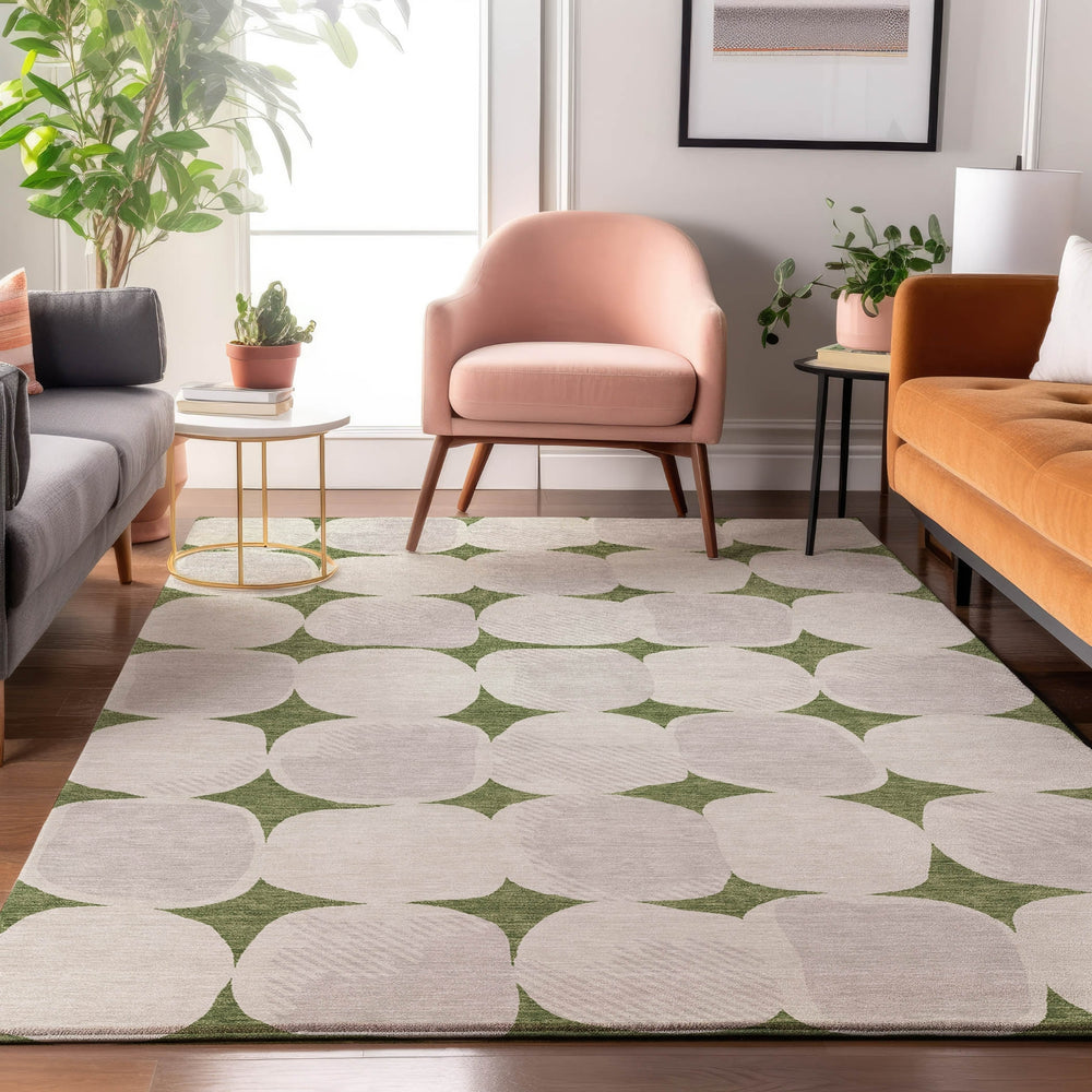 Piper Looms Mayfield Circles AMF870 Green Machine Washable Area Rug Lifestyle Image Feature