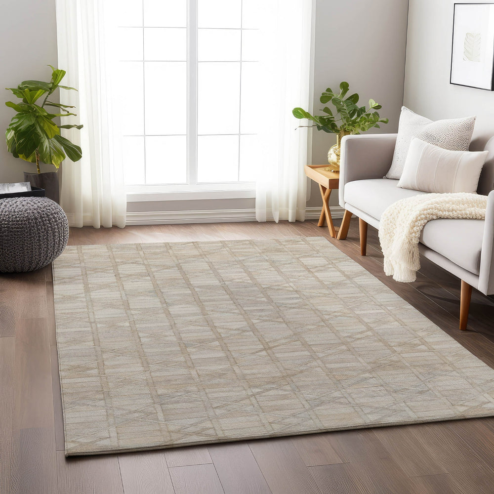Piper Looms Mayfield Diamond Tracks AMF99 Ivory Machine Washable Area Rug Lifestyle Image Feature