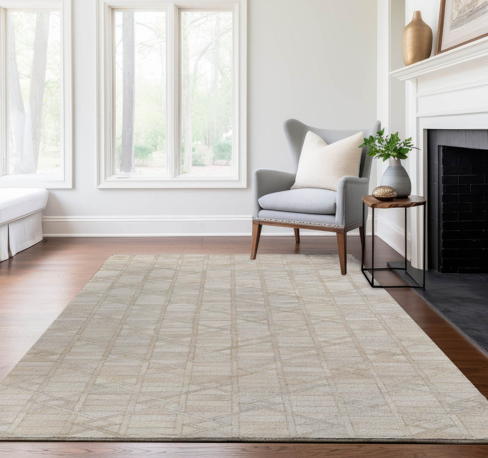 Piper Looms Mayfield Diamond Tracks AMF99 Ivory Machine Washable Area Rug Lifestyle Image Feature