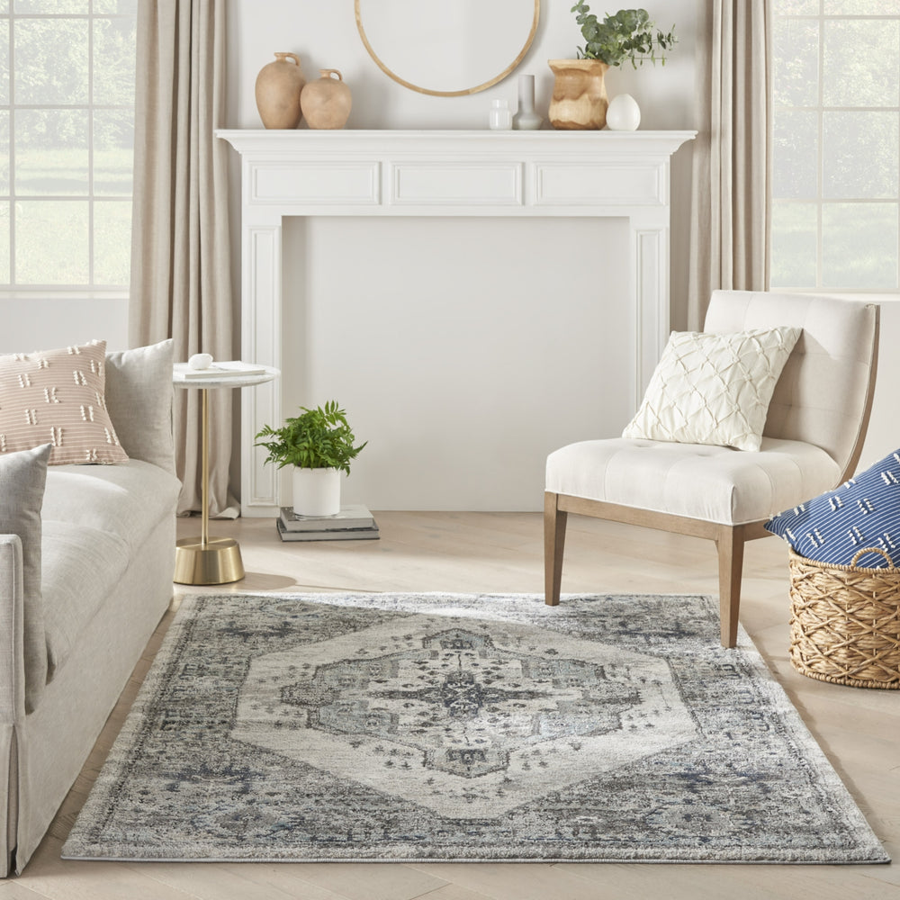 Nourison American Manor AMR02 Grey Area Rug Room Image Feature