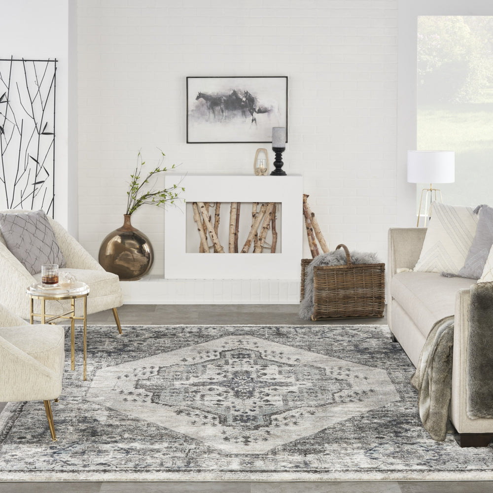 Nourison American Manor AMR02 Grey Area Rug Room Image Feature