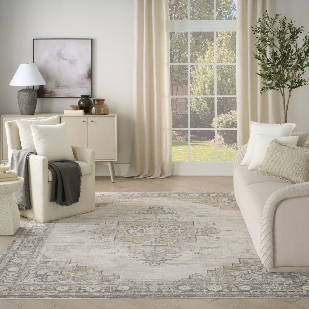 Nourison Antique Fusion ANF01 Ivory Charcoal Area Rug Room Scene Feature