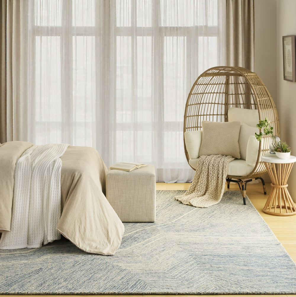 Nourison Pure Angles ANG01 Ivory Blue Area Rug by DKNY Room Image Feature