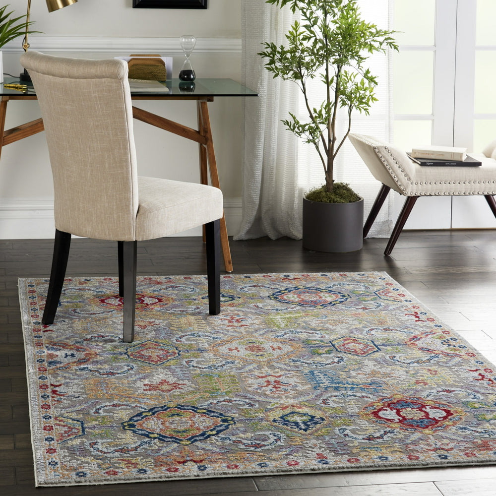 Nourison Ankara Global ANR12 Grey Multicolor Area Rug Room Image Feature
