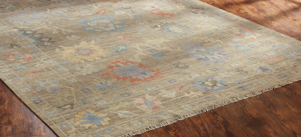 featured Ancient Boundaries Aquilla AQU-01 Weathered Walnut/Multi Area Rug Close Up Fringe Image