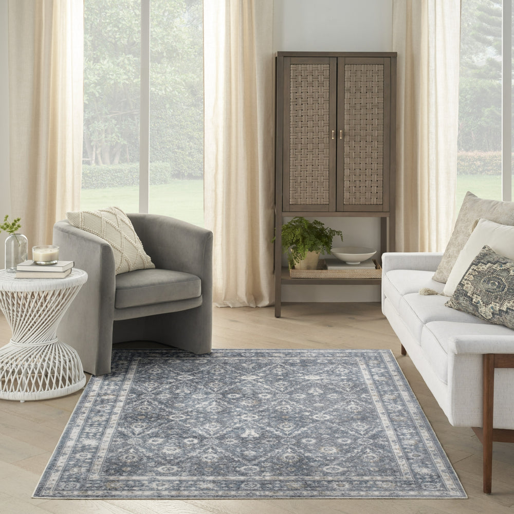 Nourison Astra Machine Washable ASW16 Dark Blue Area Rug Room Image Feature