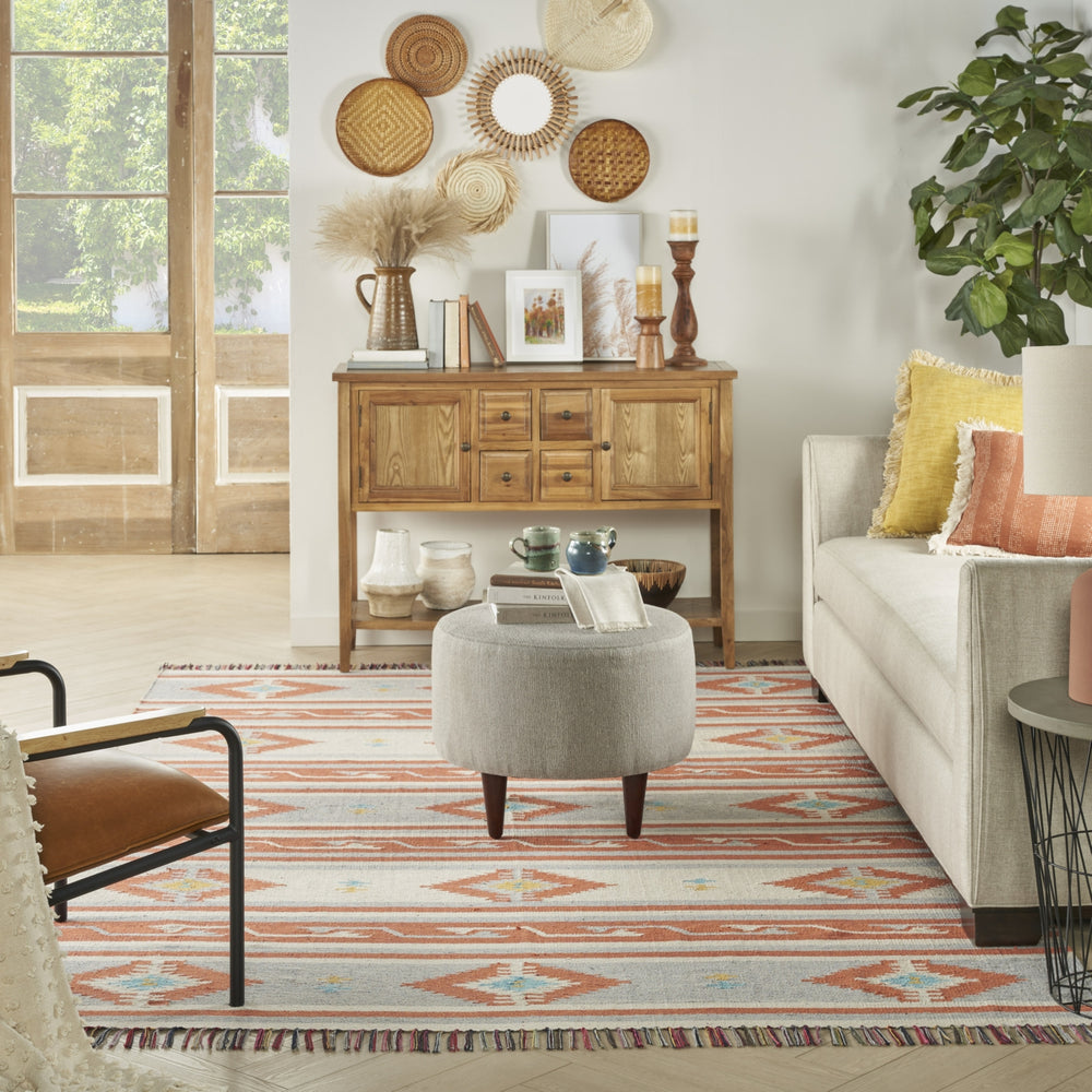 Nourison Baja BAJ03 Ivory/Grey Area Rug Room Image Feature