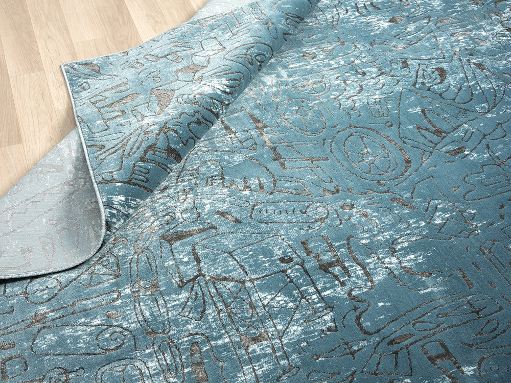 Kalaty Bklnwrks BK1272 Blue Area Rug Lifestyle Image Feature