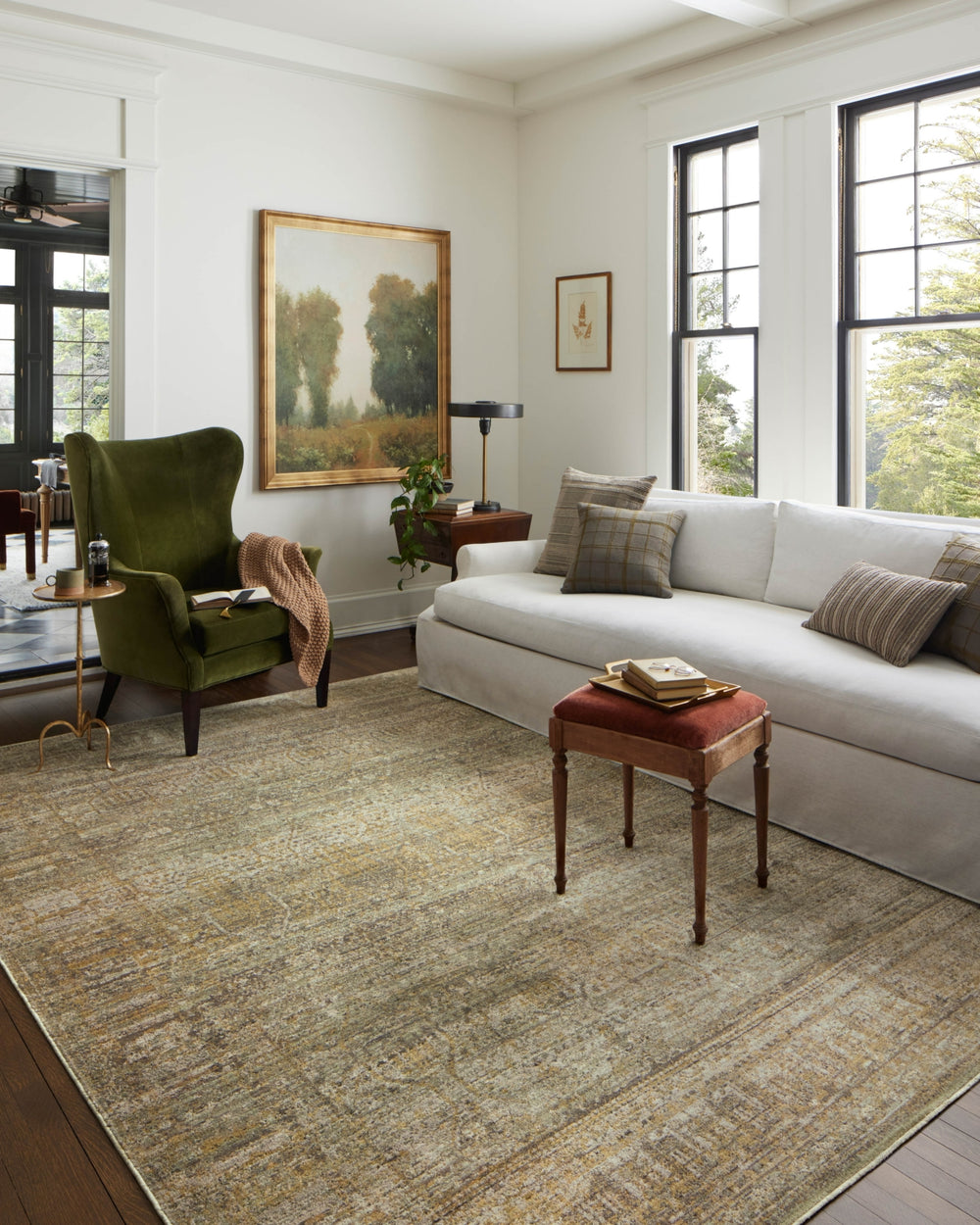 Bradbury BRU-02 Dove/Gold Area Rug by Jean Stoffer X Loloi Lifestyle Image Feature