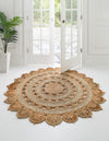 Unique Loom Braided Jute RET-NAT2 Natural and White Area Rug