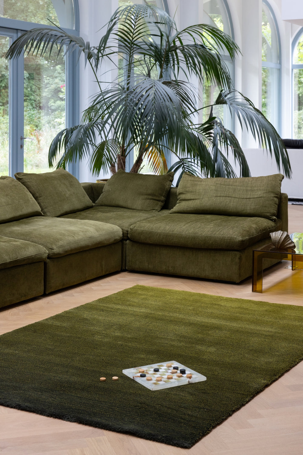 Brink and Campman Shade Low Olive/Deep Forest Area Rug Room Image Feature