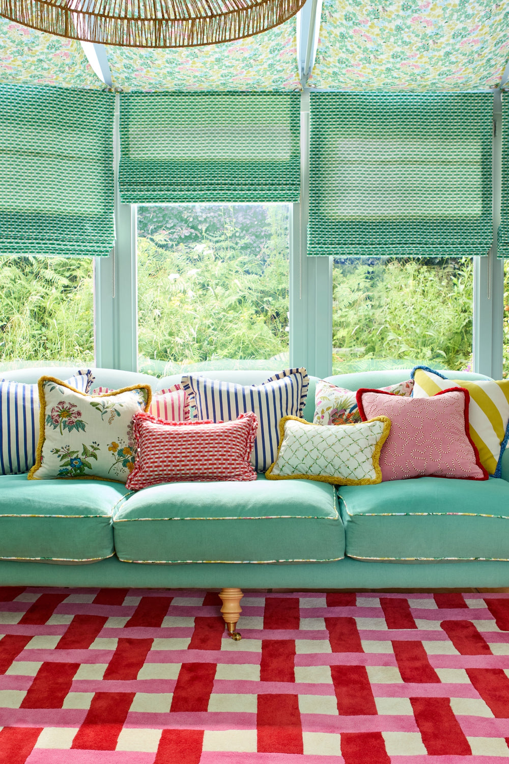Brink and Campman Basket Weave Coral/Rose Area Rug by Harlequin x Sophie Robinson Room Image Feature